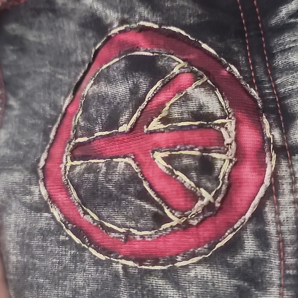 Rising International boho hippie patchwork peace hooded sweatshirt jacket hoodie - Picture 5 of 8